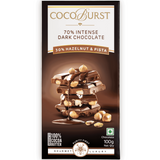 70% Intense Dark Chocolate 30% Hazelnut & Pista - 50g/100g/200g