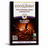70% Intense Dark Chocolate 30% Cranberry & Blueberry