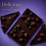 70% Intense Dark Chocolate 30% Cranberry & Blueberry