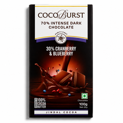 70% Intense Dark Chocolate || 30% Cranberry & Blueberry