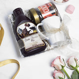 DIY Drinking Chocolate Hamper with Mocha/Cinnamon/Cocoa powder, Syrup, mug, marshmallows in a tray