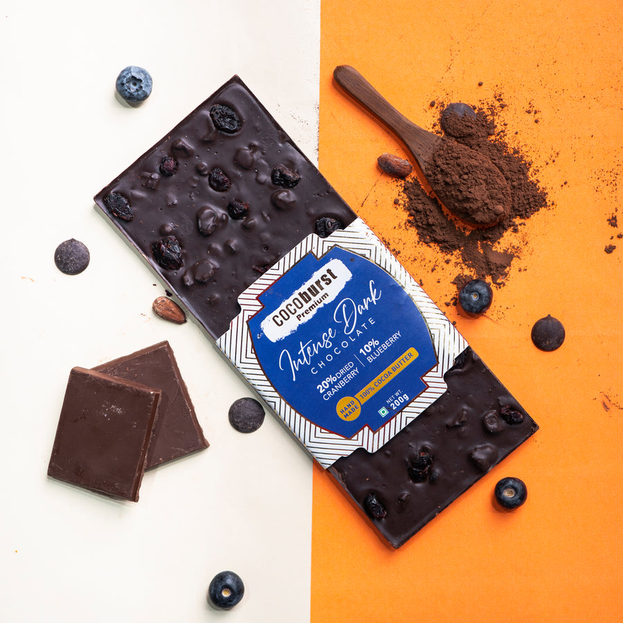 70% Intense Dark Chocolate 30% Cranberry & Blueberry -100g/200g